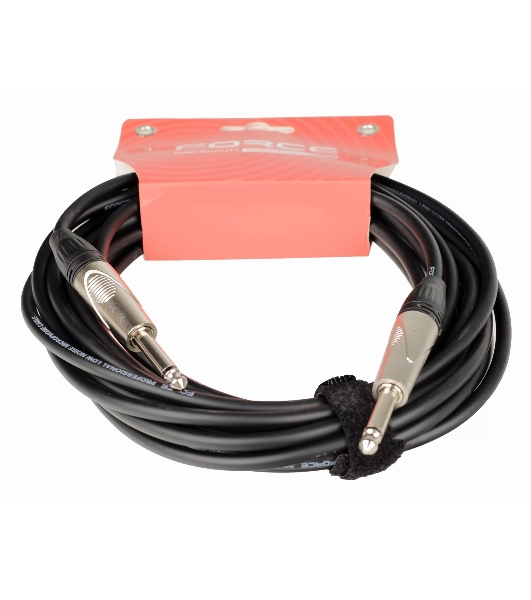 Кабель гитарный FORCE FGC-09/61/4' TS Jack - 1/4' TS Jack, высококачественный, малошумящий с проводниками из безкислородной меди OFC, диаметр 6 мм, профессиональные металлические разъемы, длина 6 м