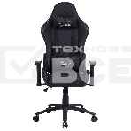 Кресло игровое Cactus CS-CHR-030BL черный, сиденье черный, эко.кожа, с подголов. крестовина металл, пластик черный, фото2