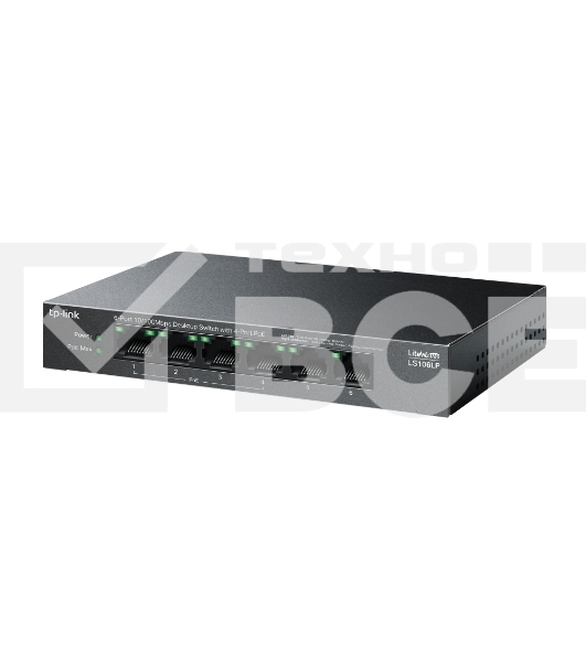 Настольный коммутатор TP-Link LS106LP с 6 портами 10/100 Мбит/с (4 порта PoE)