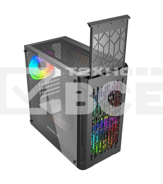 Корпус Powercase Mistral Micro D3B ARGB, Tempered Glass, 2x 140mm ARGB PWM+1x 120mm ARGB PWM, чёрный, mATX  (CMMDB-A3)
