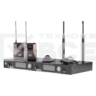 Радиосистема ITC T-521UL UHF двухканальная с двумя петличными микрофонами, LCD дисплей, True Diversity, частотный диапазон 470-510 MHz.