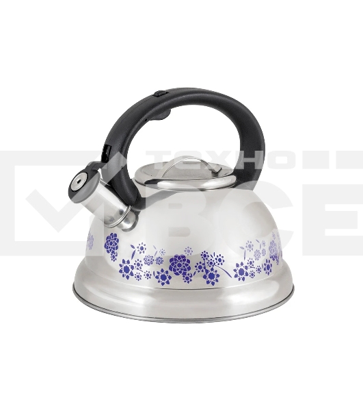 Чайник для плиты из нерж. стали MALLONY MAL-0417B с рисунком, меняющим (3,0 литра, со свистком, капсульное дно) (002103)