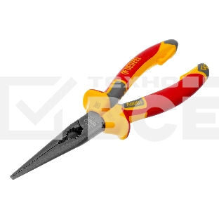 Длинногубцы прямые Denzel диэлектрические рукоятки до 1000 В, трехкомпонентные рукоятки, 205 мм