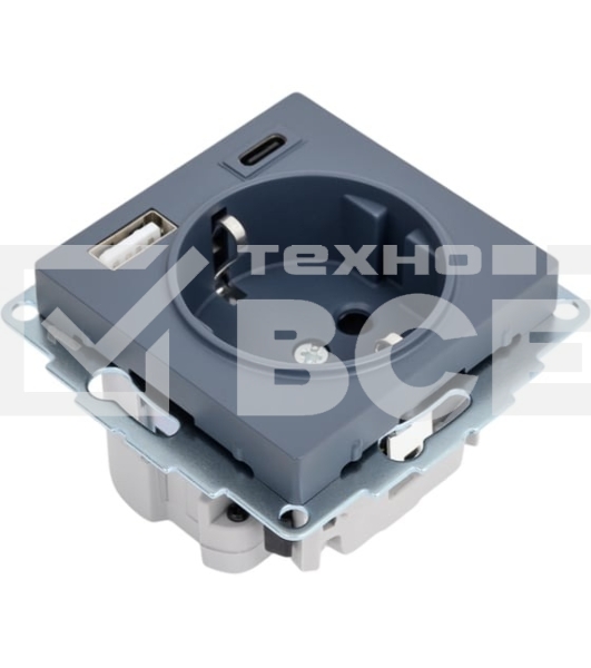 Розетка SE AtlasDesign 16А с USB A+C (5В/2,4А/3 А, 2х5В/1,5А), мех, грифель