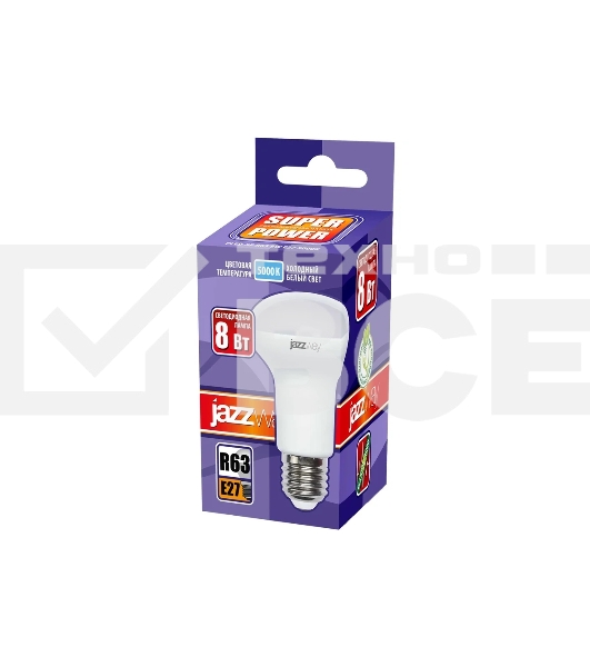 Лампа светодиодная JazzWay 1033666 PLED-SP R63 8Вт 5000К холодный белый E27 630лм 230В