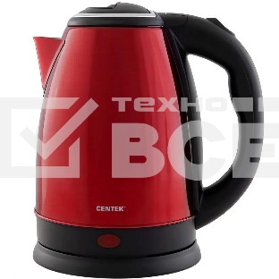Чайник Centek CT-1068 RED (красный) металл 2л, 2000W, хромированная вставка на крышке