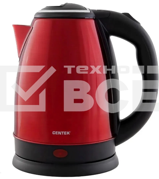 Чайник Centek CT-1068 RED (красный) металл 2л, 2000W, хромированная вставка на крышке