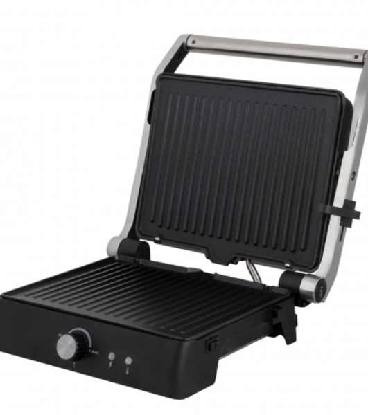Электрический пресс-гриль Endever Grillmaster 225, серебристый/черный, 2300 Вт, терморегулятор, размер пов-ти 28х17 см