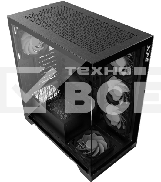 Компьютерный корпус XPG INVADER X BLACK (INVADERXMT-BKCWW) Mid-Tower Gaming ATX PC Case with Panoramic View, Tempered Glass Panels, and RGB Lighting Black