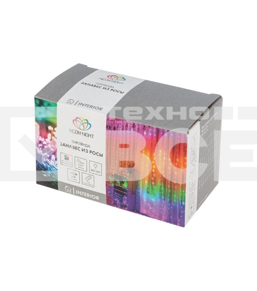 Гирлянда светодиодный занавес из росы Neon-Night 315-889 3х3м 300 LED IP20 USB + пульт управления с крючками для крепления мультиколор