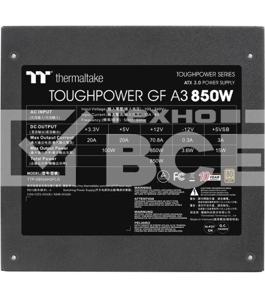Блок питания Thermaltake Toughpower GF A3 PS-TPD-0850FNFAGE-H, 850Вт, 80 PLUS Gold, 120мм, модульный, черный