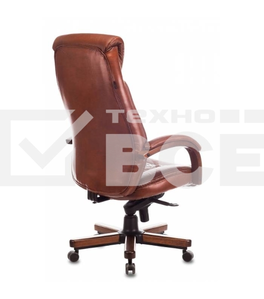 Кресло руководителя Бюрократ T-9924WALNUT светло-коричневый Leather Eichel, кожа, с подголов. крестовина металл/дерево