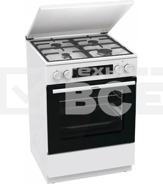 Плита комбинированная Gorenje GKS6C71WF белый, конфорок 4 газовых, духовка 71 л, 60 см x 85 см x 60 см