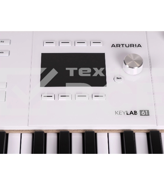 Клавиатура MIDI [231631] Arturia [KeyLAB 61 MK3 White] 61 клавиша, полувзвешенная механика, дисплей, 12 пэдов, 9 фейдеров, 9 поворотных регуляторов, 3 входа для подключения педалей, MIDI in/out, USB-C