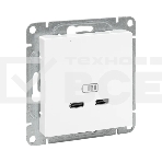 Розетка 2-м СП Эпика USB-C механизм бел. EKF UP1-SOW-2USBC, фото 1