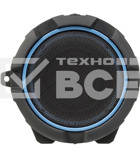 Колонка портативная Hyundai H-PAC220 черный/голубой 10W 1.0 BT/3.5Jack/USB