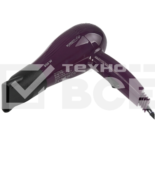 Фен Scarlett SC-HD70T24 фиолетовый/черный, 850 Вт, компактный
