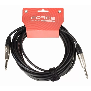 Кабель гитарный FORCE FGC-09/61/4' TS Jack - 1/4' TS Jack, высококачественный, малошумящий с проводниками из безкислородной меди OFC, диаметр 6 мм, профессиональные металлические разъемы, длина 6 м