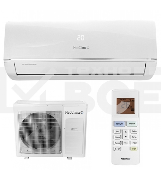 Кондиционер сплит-система Neoclima NS/NU-HAX09R 9000 BTU, 25 м², 26/40 дБ, охлаждение, обогрев, осушение, белый
