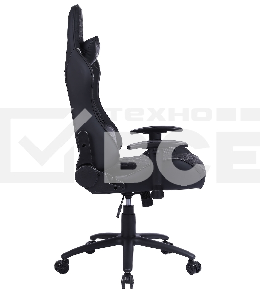 Кресло игровое Cactus CS-CHR-030BL черный, сиденье черный, эко.кожа, с подголов. крестовина металл, пластик черный