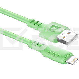 Кабель Defender F207, USB 2.0 (AM) - Apple Lightning (M), 1метр, 2.4А, силиконовая оплетка, зелёный.