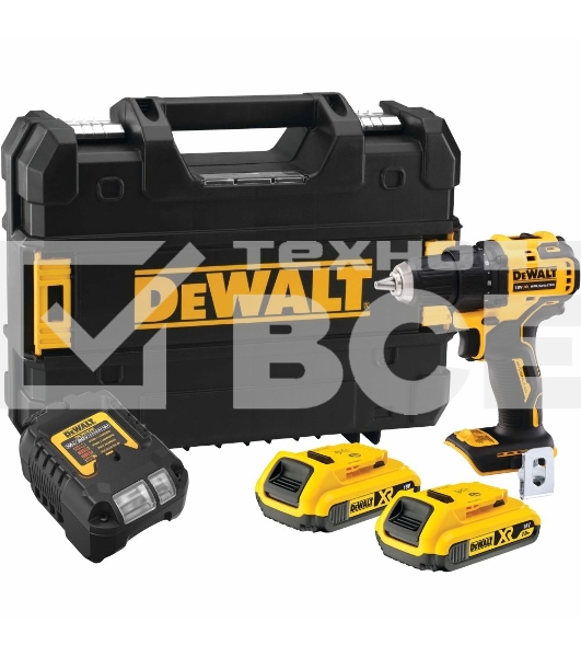 Дрель-шуруповерт DeWalt DCD708D2T-QW, Аккумуляторная, 18В, 2 АКБ, Кейс