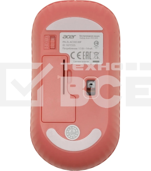 Клавиатура + мышь Acer OCC205 беспроводной USB, 1200 dpi, розовый/бежевый