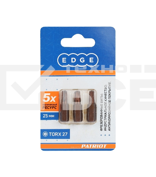 Бита EDGE by PATRIOT T27, сталь S2, длина 25 мм, 2шт в блистере