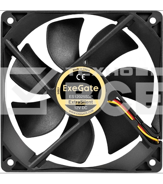 Вентилятор для корпуса ExeGate ExtraSilent ES12025S3P черный, 120 мм, 1300 об/мин, 22 дБ, 3 pin