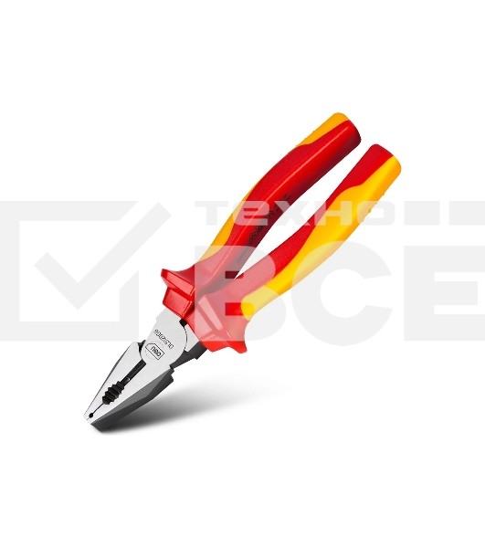 Диэлектрические комбинированные плоскогубцы Deli DL512008 200мм, сталь Cr-V, сертификат VDE для работ под напряжением до 1000 В