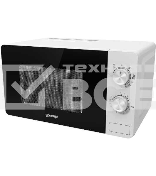 Микроволновая печь Gorenje MO20E2W белый, 20 л, 800 Вт, переключатели - поворотный механизм