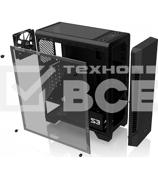 Компьютерный корпус MidiTower Zalman S3 TEMPERED GLASS WINDOW black