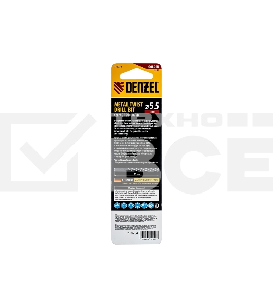 Сверло спиральное по металлу Denzel 5,5 x 93мм, Р6М5, Golden Tip