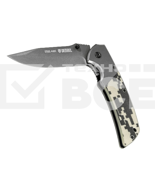 Нож складной Denzel, многоцелевой, системы Liner-Lock, с накладкой G10 на классической рукоятке 79207