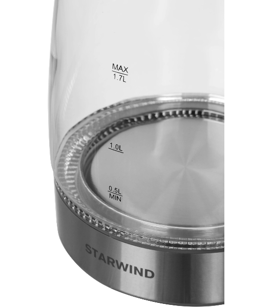 Электрочайник Starwind SKG2315 серый/серебристый, 1.7 л, 2200 Вт, скрытый нагревательный элемент