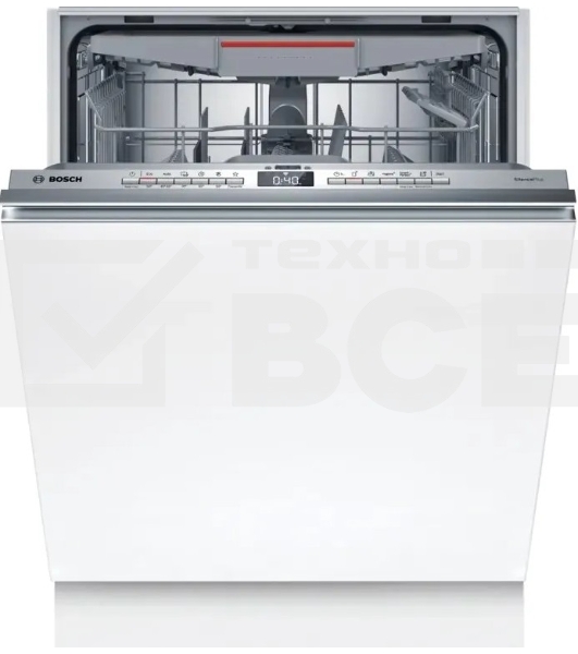 Встраиваемая посудомоечная машина Bosch SMV4EVX01E загрузка на 14 комплектов посуды, электронное управление, 6 программ, 59.8x55x81.5 см, нержавеющая сталь цвет, сушка: с открыванием дверцы/с теплообменником, индикация на полу: луч