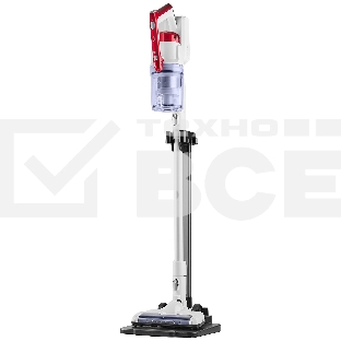 Пылесос вертикальный/ручной H-Clean HVC 102 SE белый/красный, питание от аккумулятора, 100 Вт, уборка сухая, пылесборник 0.65 л, работа от АКБ max 45 мин