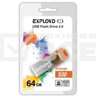 Флешка USB Exployd 530 Orange (EX064Gb530-O), 64Gb, USB 2.0, R/W 20/10, оранжевый