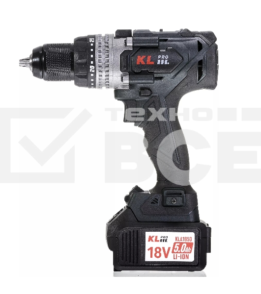 Профессиональный аккумуляторный бесщеточный ударный шуруповерт Klpro KLDM18BHX-50 (18В, Li-ion-2шт, 5.0А·ч, 150Нм, 2 скорости, подсветка, магнитная бита,З/У,в кейсе)