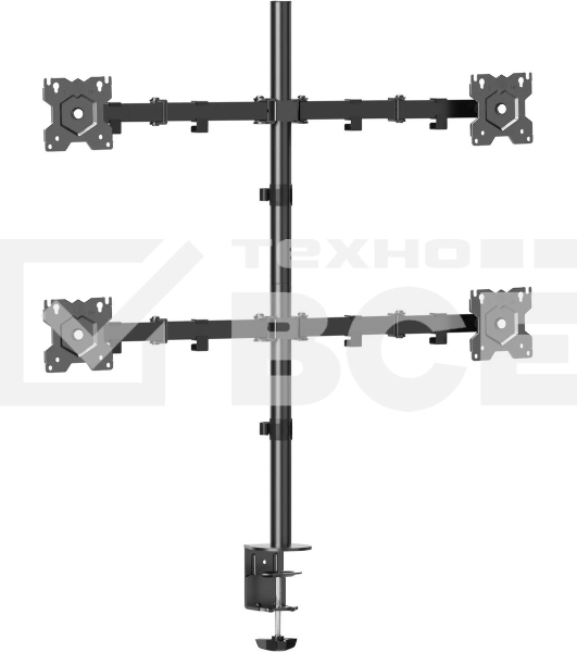 Кронштейн ONKRON D421E для четырех мониторов 13'-32' настольный, черный
