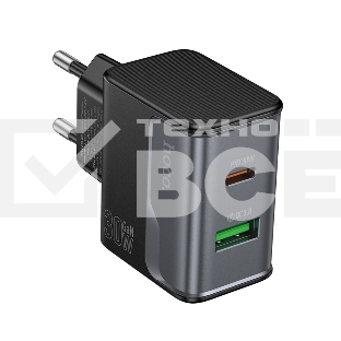 Зарядное устройство Hoco 30Вт, 3А, QC3.0/PD, 1xUSB, 1xType-C, CS73A, черный, коробка