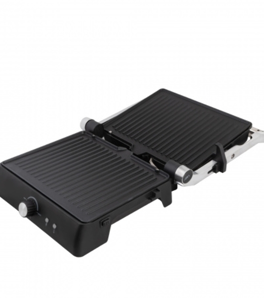Электрический пресс-гриль Endever Grillmaster 225, серебристый/черный, 2300 Вт, терморегулятор, размер пов-ти 28х17 см