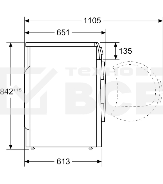 Сушильная машина Bosch Serie 8 WQB245A0BY кл.энер.:A+++ макс.загр.:9кг белый