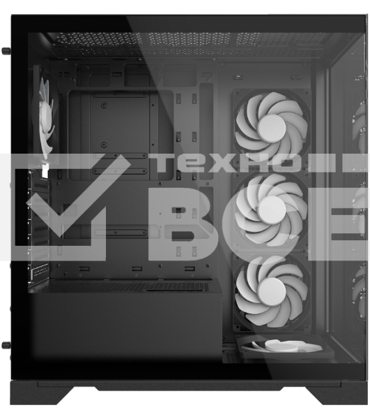 Компьютерный корпус XPG INVADER X BLACK (INVADERXMT-BKCWW) Mid-Tower Gaming ATX PC Case with Panoramic View, Tempered Glass Panels, and RGB Lighting Black