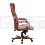 Кресло руководителя Бюрократ T-9924WALNUT светло-коричневый Leather Eichel, кожа, с подголов. крестовина металл/дерево, фото11