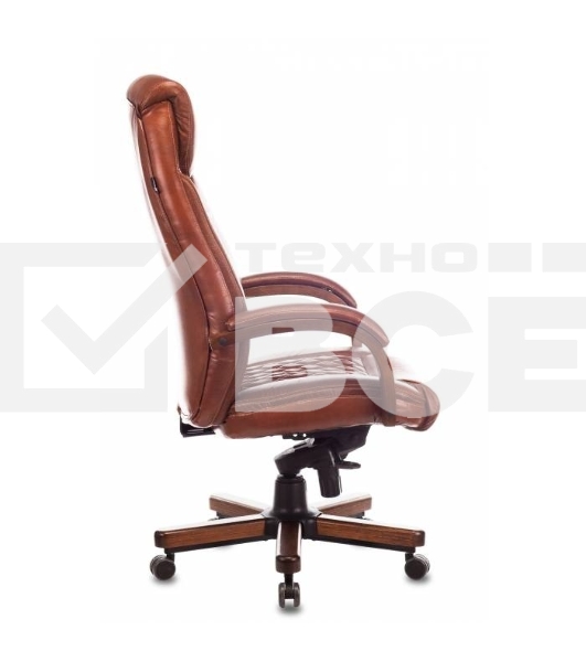 Кресло руководителя Бюрократ T-9924WALNUT светло-коричневый Leather Eichel, кожа, с подголов. крестовина металл/дерево