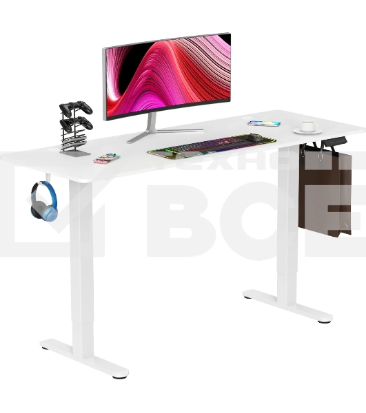 Стол для компьютера Cactus CS-EDL-WWT столешница ДСП, белый каркас белый