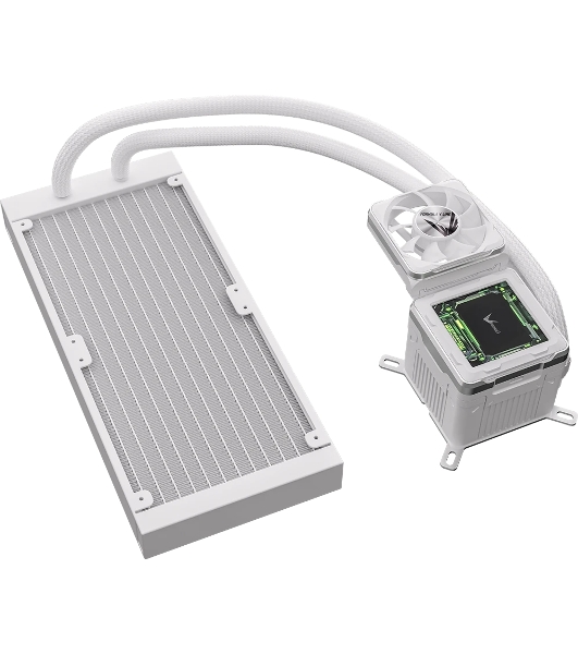 Система жидкостного охлаждения Formula V Line Cryo Wing Digi 240 WH, 240мм, LCD 2.73', 2x120мм, ARGB fans, LGA115X/1200/1700/1851/1366/2011/2066, AM3/AM4/AM5/Ryzen3/Ryzen5/Ryzen7/Threadripper/RT4