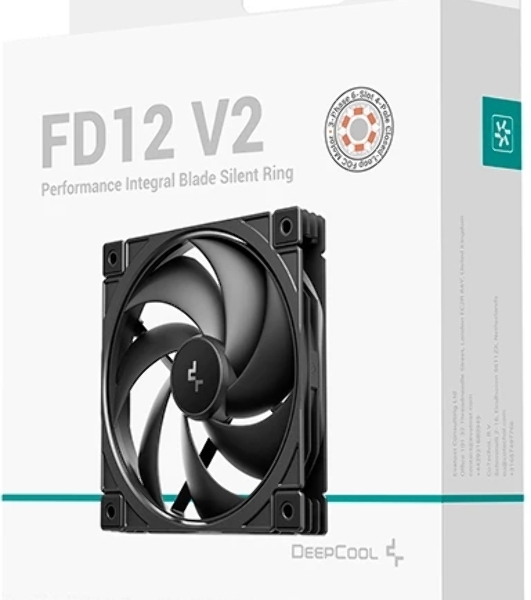 Вентилятор для корпуса Deepcool FD12 V2 120х120x25 черный 4-pin 35.6дБ (R-FD12V2-BKNPN1-G) Ret