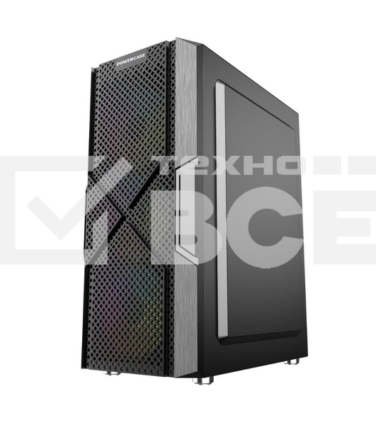 Компьютерный корпус Powercase Mistral T4B, Tempered Glass, 4x 120мм 5-color fan, черный, ATX (CMITB-L4)